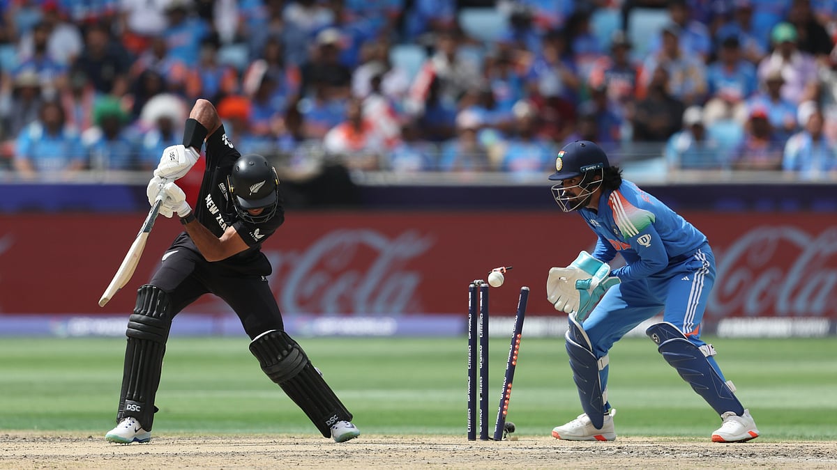 X/BCCI : Rachin Ravindra getting bowled by Kuldeep Yadav.