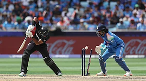 X/BCCI : Rachin Ravindra getting bowled by Kuldeep Yadav.