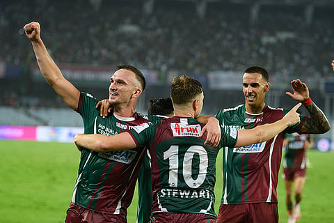 ISL 2024-25, MBSG vs FCG: Mohun Bagan players celebrate Greg Stewart's (10) injury-time goal