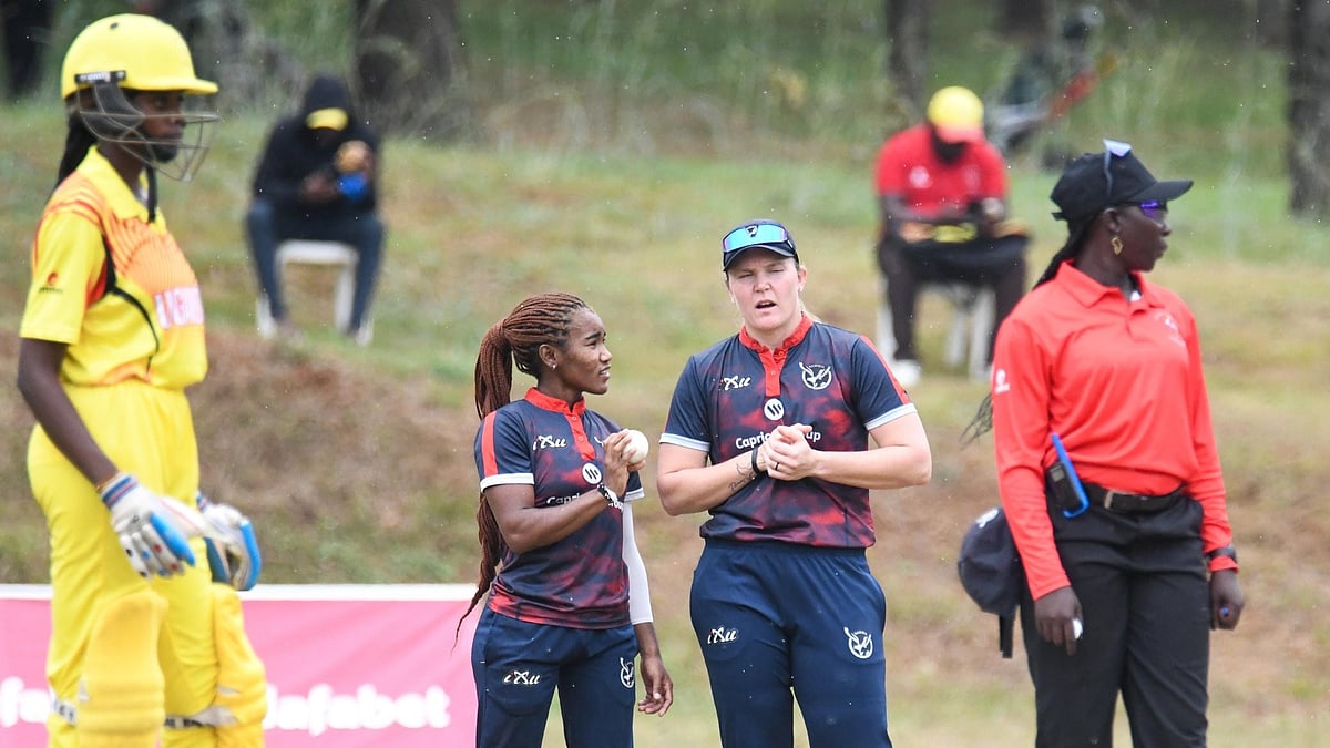 X/Official Cricket Namibia : Action from the women's T20 match between Uganda and Namibia in Entebbe.