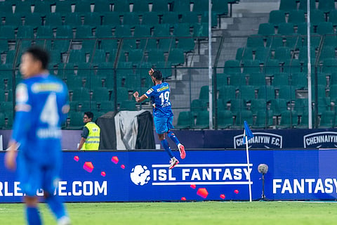ISL 2024-25, CFC vs JFC: Irfan Yadwad of Chennaiyin FC celebrates a goal