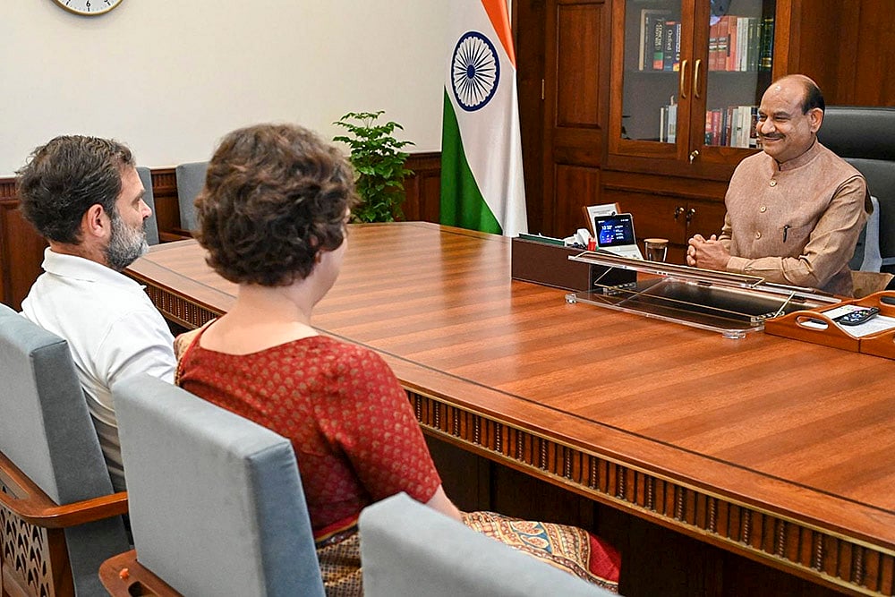 Rahul, Priyanka Gandhi meet Om Birla