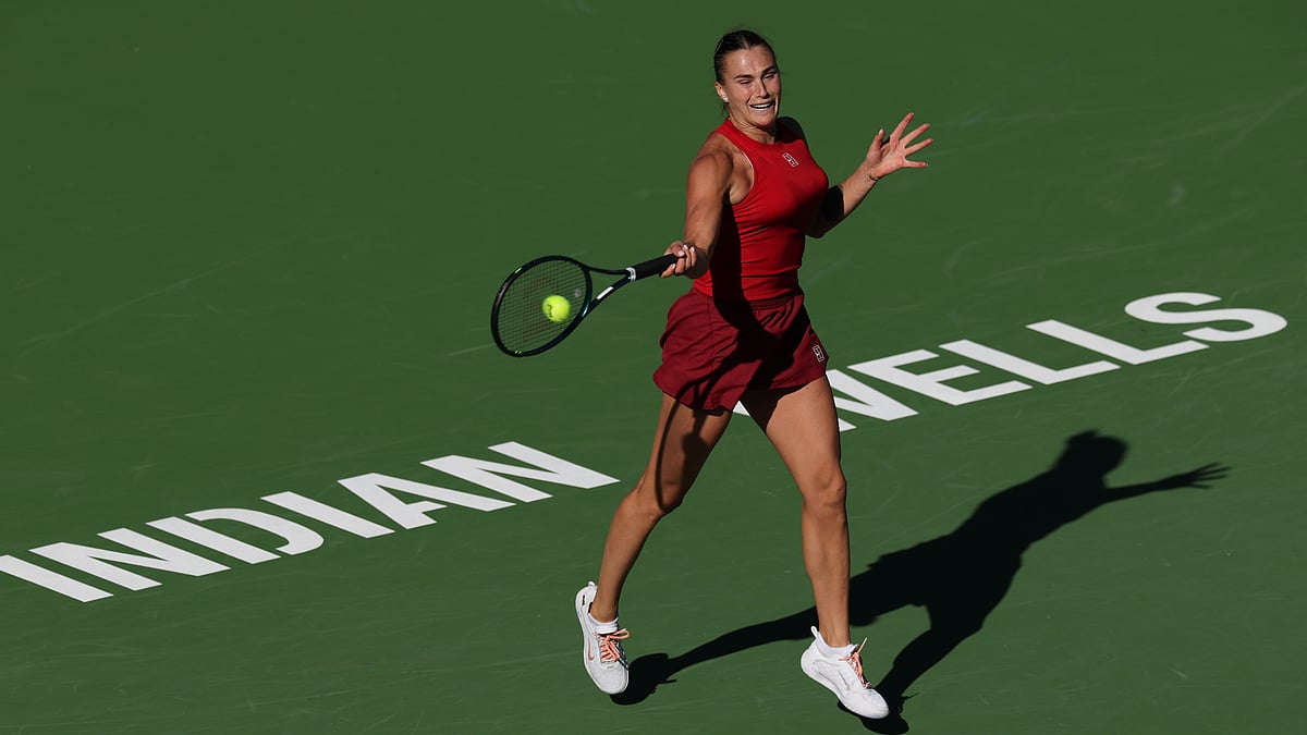 Aryna Sabalenka in action against Lucia Bronzetti