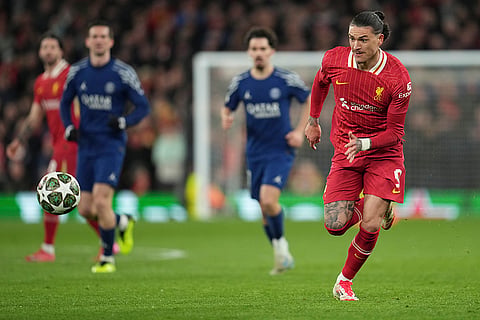 UCL 2024-25, Liverpool Vs PSG: Liverpool's Darwin Nunez in action