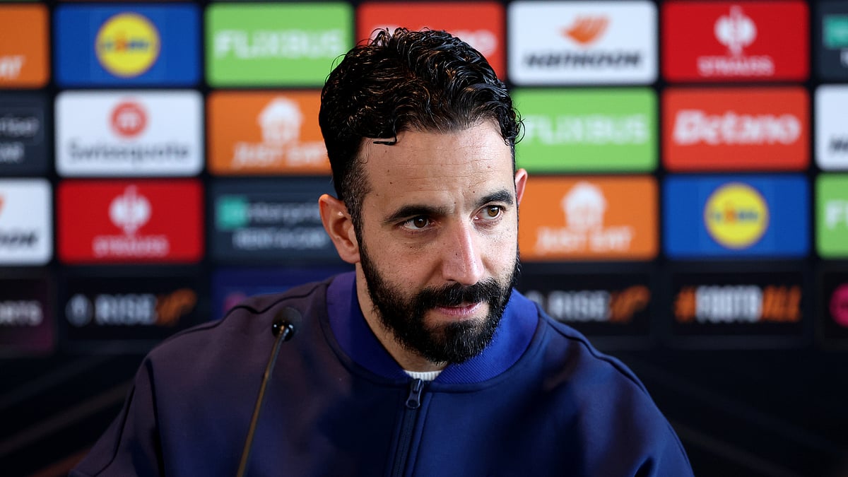 Ruben Amorim during his pre-match press conference - null