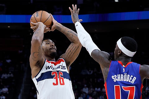 NBA 2024-25, Wizards vs Pistons: Wizards guard Marcus Smart (36) takes a shot