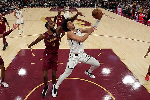 NBA 2024-25, Nets vs Cavaliers: Brooklyn Nets forward Jalen Wilson (22) goes to the basket