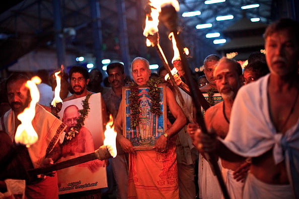 Devotees at Guruvayur temple in Thrissur Kerala 