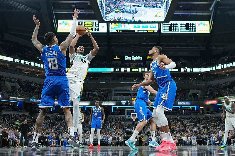 NBA Basketball game Milwaukee Bucks vs Indiana Pacers: Myles Turner