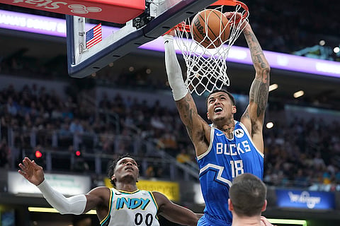 NBA 2024-25, Bucks vs Pacers: Milwaukee Bucks forward Kyle Kuzma (18) scores