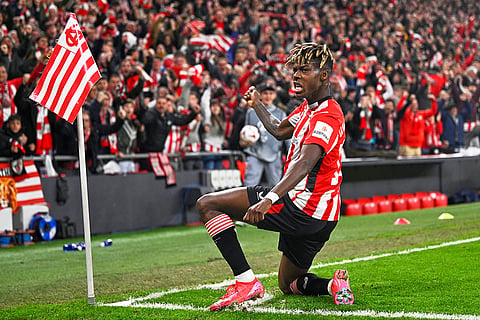 Europa League 2024-25: Athletic Bilbao's Nico Williams celebrates after scoring
