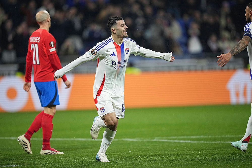 Europa League 2024-25 soccer Lyon and FCSB at Groupama_Georges Mikautadze