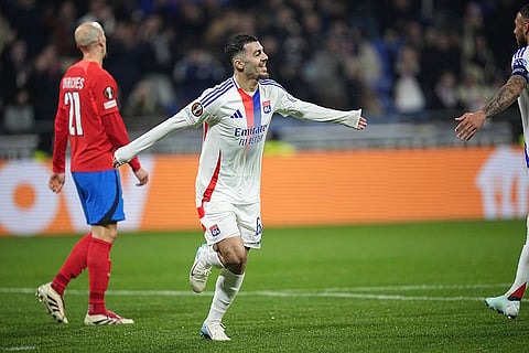 Europa League 2024-25: Lyon's Georges Mikautadze celebrates after scoring