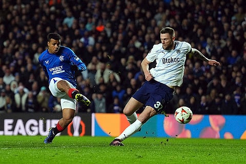 Europa League 2024-25: Rangers' Hamza Igamane shoots at goal