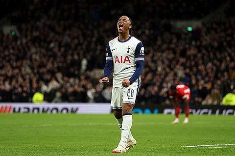 Europa League 2024-25, Tottenham Vs AZ: Tottenham's scorer Wilson Odobert celebrates after scoring 