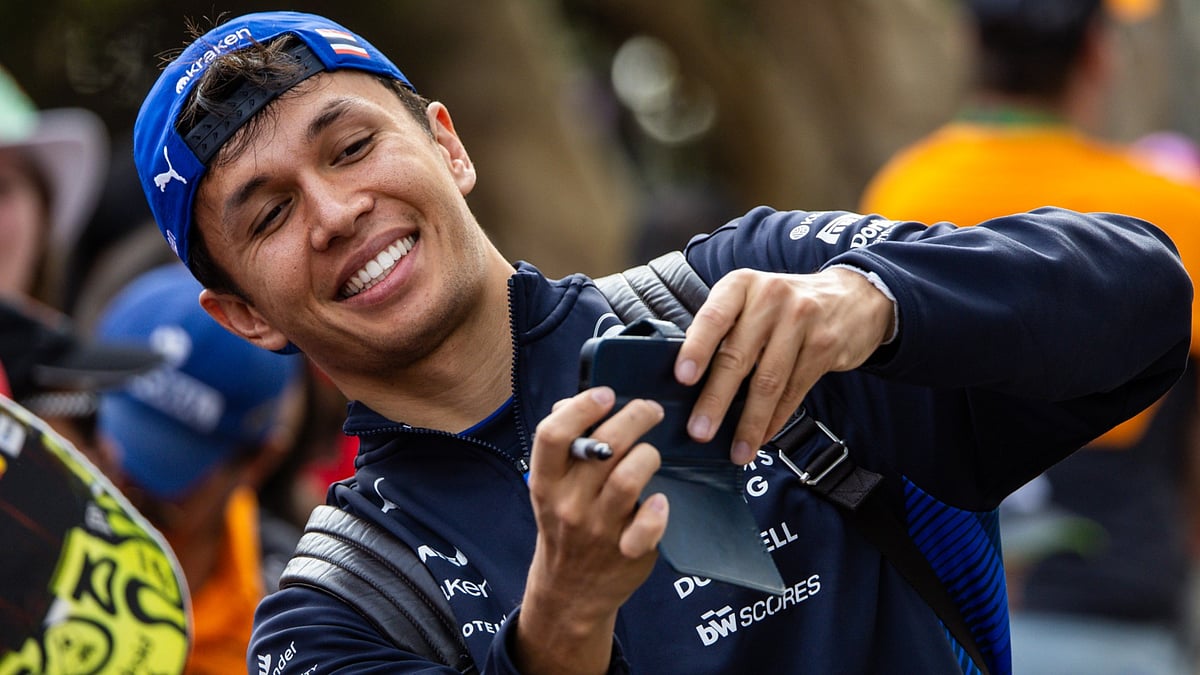 Alex Albon of Williams with fans.