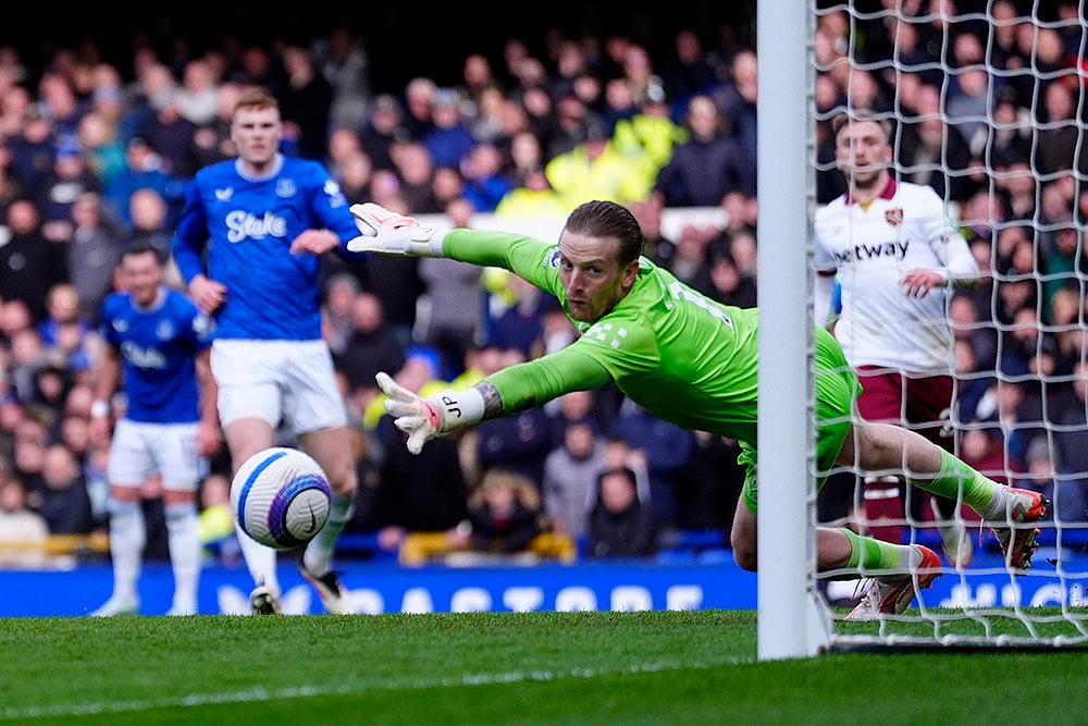 English Premier League soccer match Everton vs West Ham: Jordan Pickford