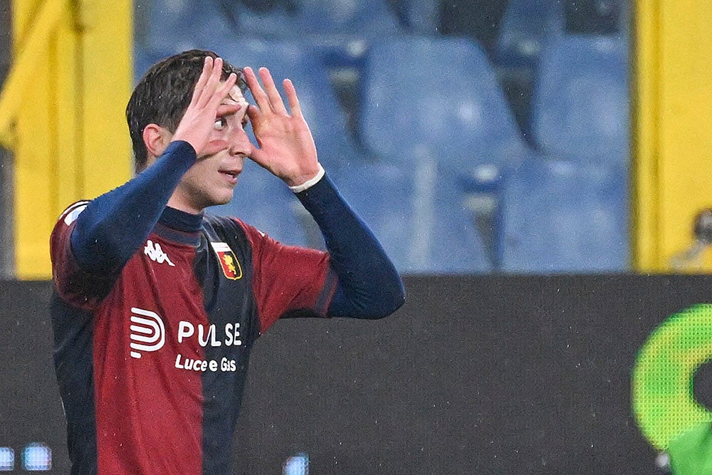 Italian Serie A soccer match Genoa vs Lecce: Fabio Miretti 