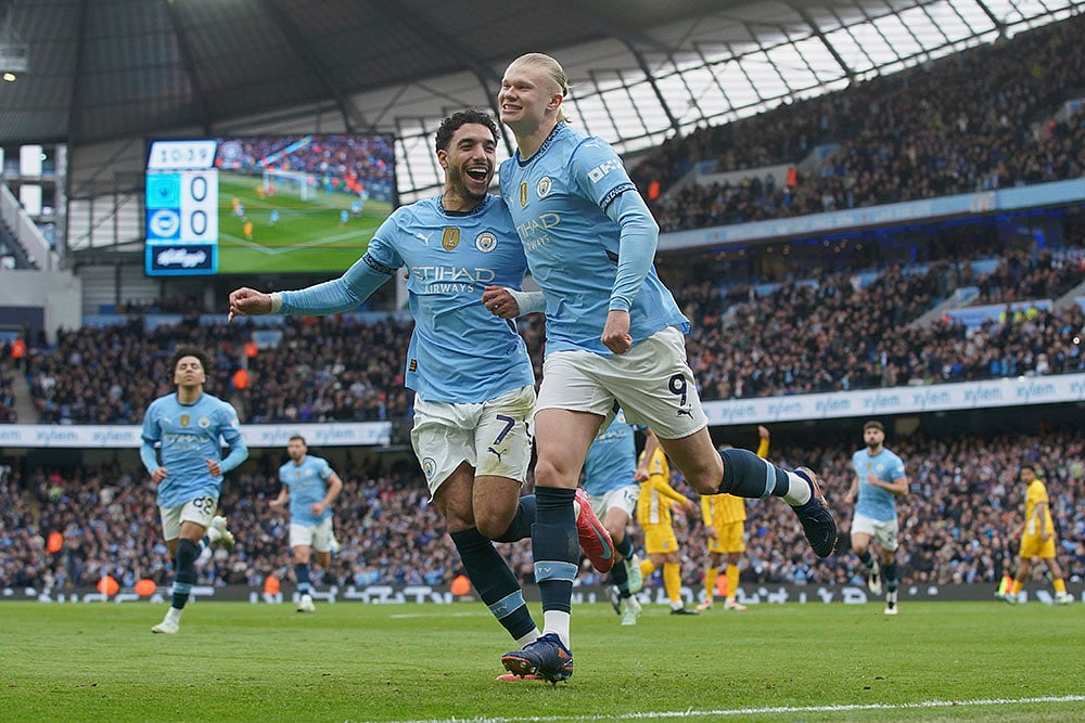 English Premier League soccer match Manchester City vs Brighton and Hove Albion: Erling Haaland