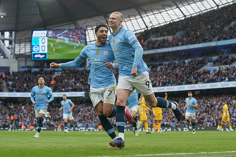 English Premier League soccer match Manchester City vs Brighton and Hove Albion: Erling Haaland