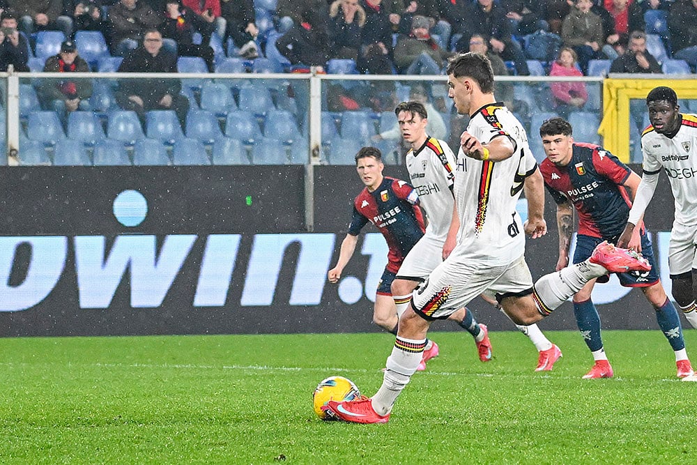 Italian Serie A soccer match Genoa vs Lecce: Nikola Krstovic 