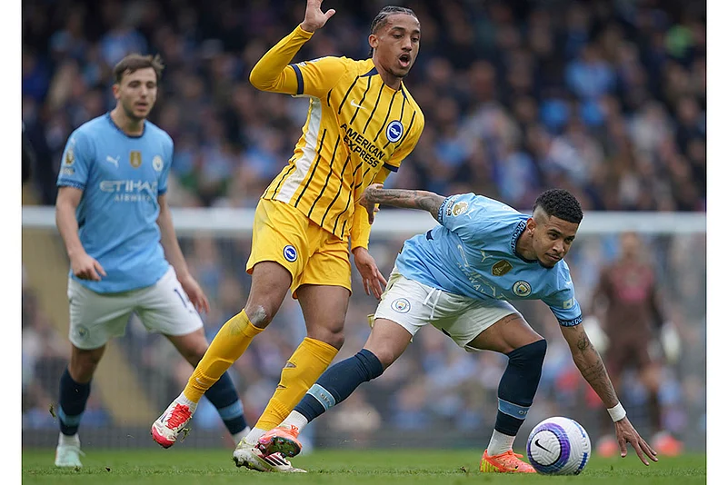 English Premier League soccer match Manchester City vs Brighton and Hove Albion: Savinho