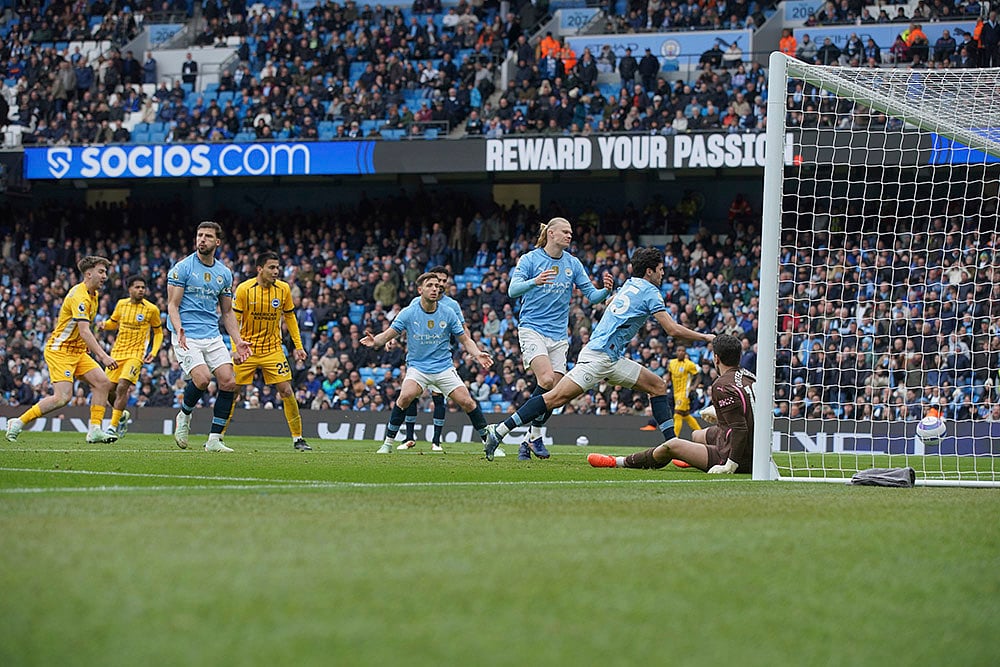 English Premier League soccer match Manchester City vs Brighton and Hove Albion: Abdukodir Khusanov