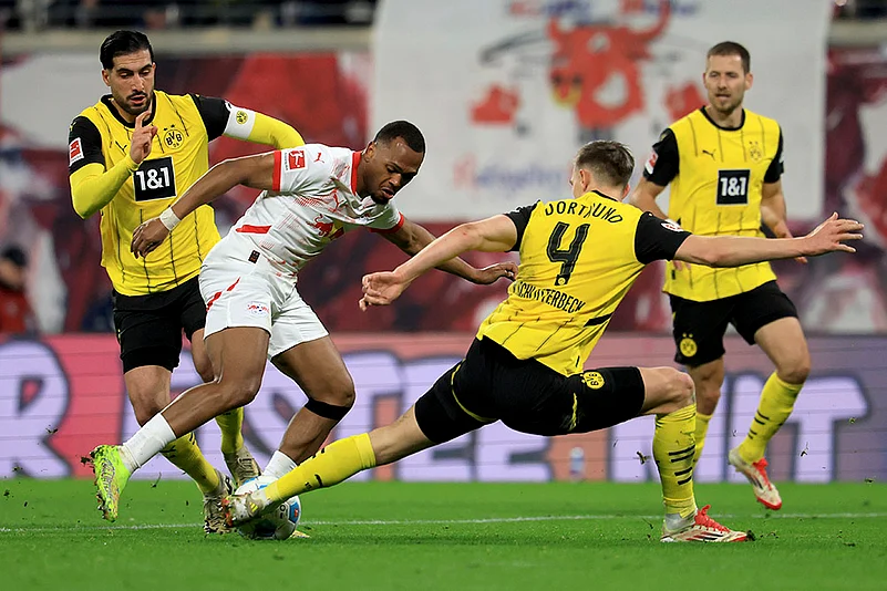 German Bundesliga soccer match RB Leipzig vs Borussia Dortmund: Lois Openda