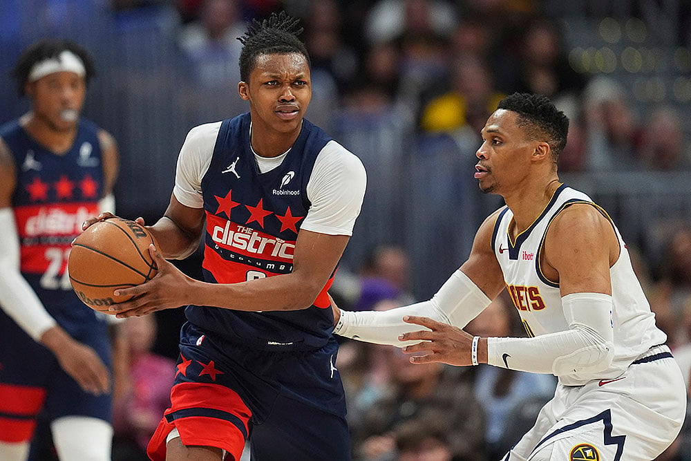 NBA basketball game Denver Nuggets vs Washington Wizards: Bub Carrington