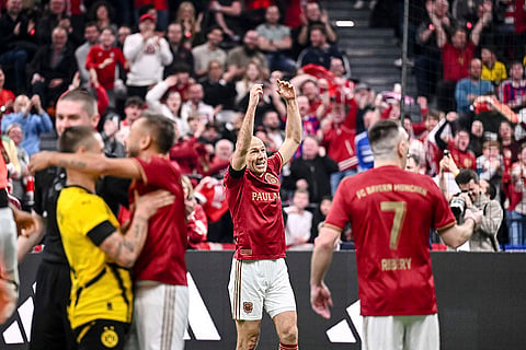 Beckenbauer Cup 2025: Bayern Munich's Arjen Robben, centre, celebrates after scoring a goal