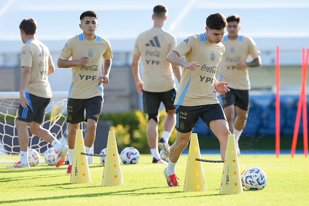 FIFA World Cup 2026 soccer Qualifiers: Argentinas Football players training 