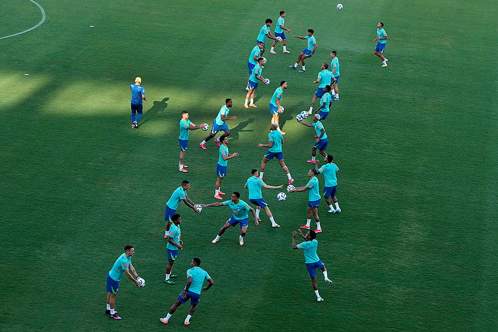 FIFA World Cup 2026 soccer Qualifiers: Brazil Football players training 