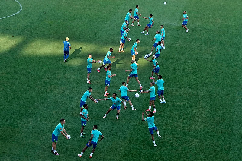 FIFA World Cup 2026 soccer Qualifiers: Brazil Football players training