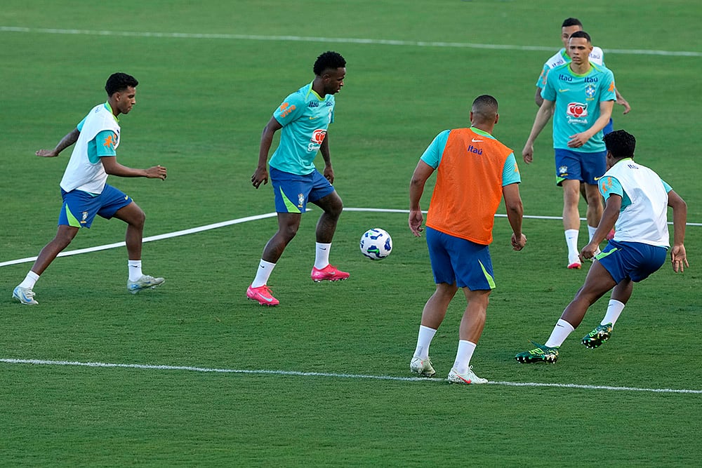 FIFA World Cup 2026 soccer Qualifiers: Brazil Football players training 