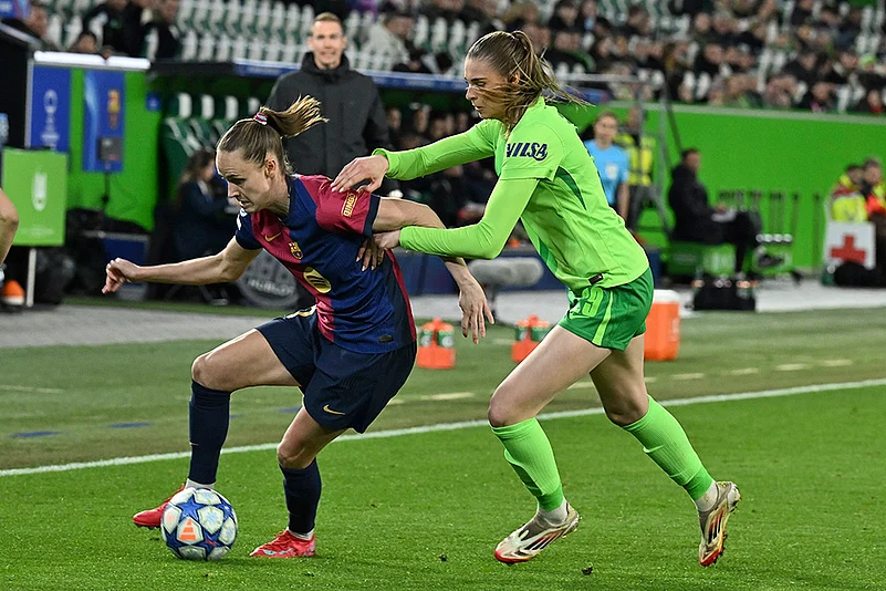 Womens Champions League Quarter-Finals 1st Leg Wolfsburg vs Barcelona: Caroline Graham Hansen