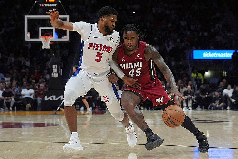 NBA basketball 2024-25 game Detroit Pistons vs Miami Heat: Malik Beasley 