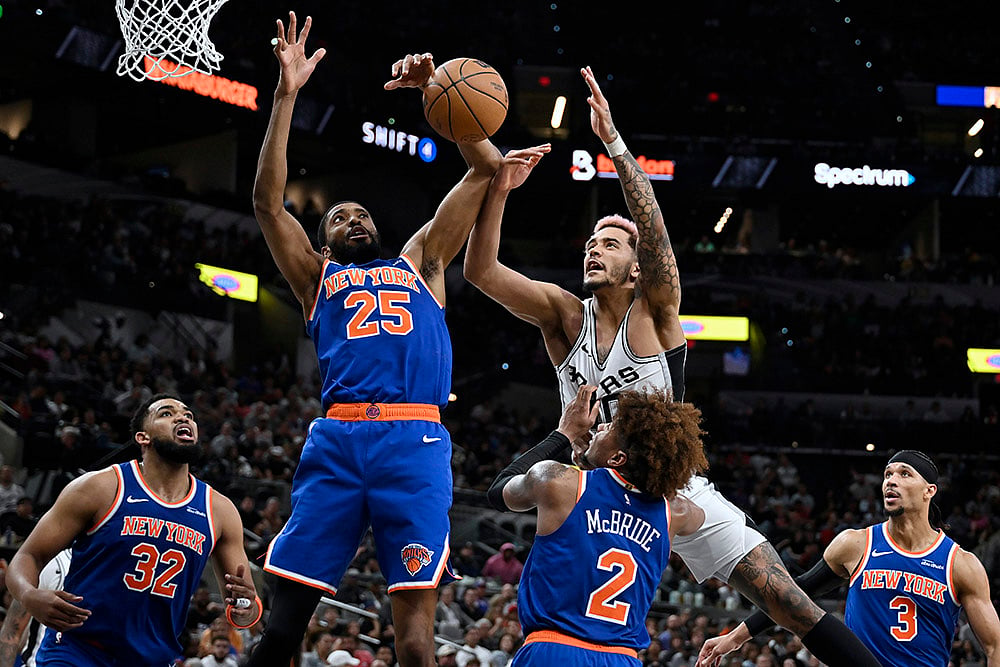 NBA basketball 2024-25 game New York Knicks vs San Antonio Spurs: Mikal Bridges