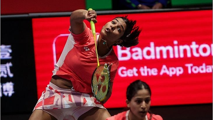 X | BAI Media : Indian pair of Treesa Jolly and Gayatri Gopichand at Swiss Open 2025.