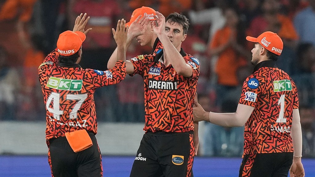 Sunrisers Hyderabad taking on Rajasthan Royals in IPL 2024.