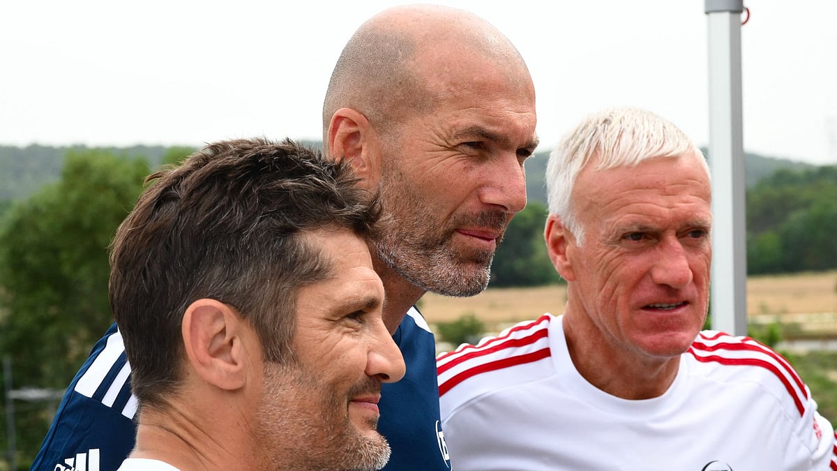 Deschamps (right) addressed rumours suggesting he does not get on with Zidane (centre)