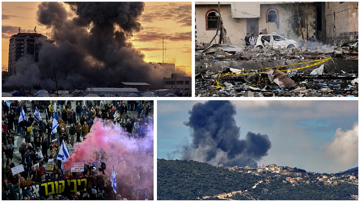 | Photo: AP : Photos depict blasts in Gaza and Lebanon and the aftermath of US Strikes in Yemen. Furthermore, thousands of Israelis protested the attacks on Gaza in Tel Aviv. 