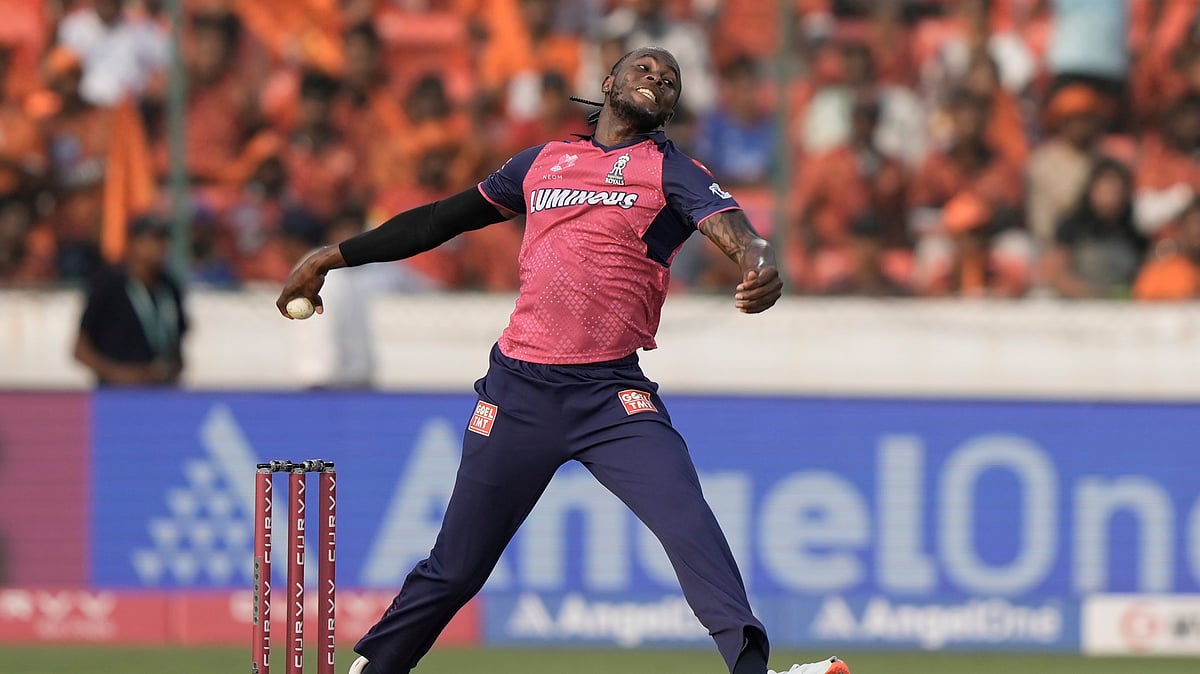 Rajasthan Royals' Jofra Archer bowls a delivery during the Indian Premier League cricket match between Sunrisers Hyderabad and Rajasthan Royals in Hyderabad, India. - AP Photo/Mahesh Kumar A