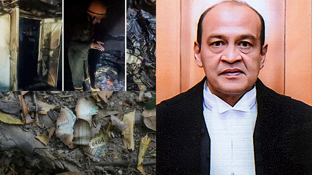 PTI : Burnt pieces of a currency note were seen among debris near the residence of Delhi High Court judge Justice Yashwant Varma, in New Delhi, Sunday, March 23, 2025