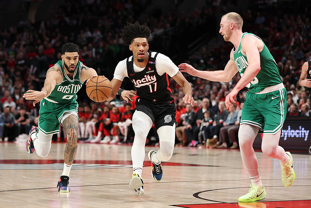 NBA basketball game Boston Celtics vs Portland Trail Blazers: Shaedon Sharpe