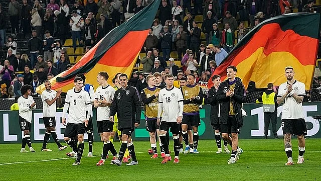 Germany celebrate after beating Italy UEFA Nations League quarter-finals