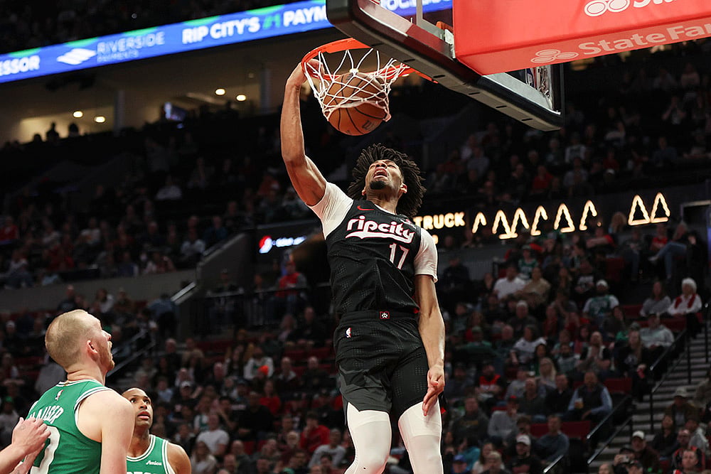 NBA basketball game Boston Celtics vs Portland Trail Blazers:  Shaedon Sharpe