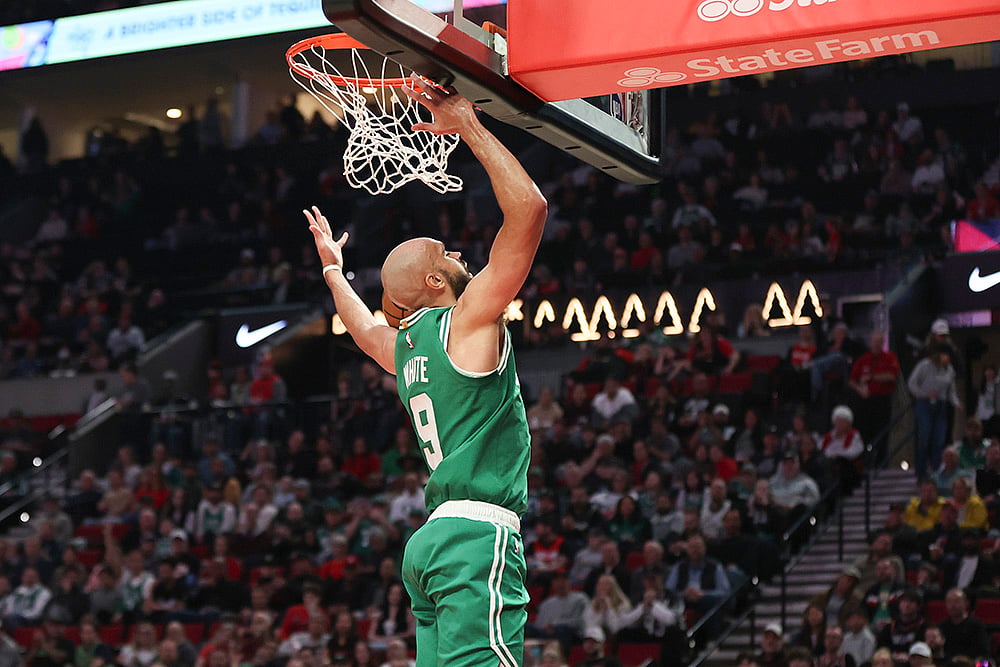 NBA basketball game Boston Celtics vs Portland Trail Blazers: Derrick White