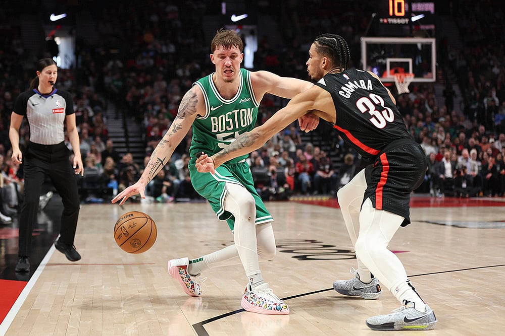 NBA basketball game Boston Celtics vs Portland Trail Blazers: Baylor Scheierman