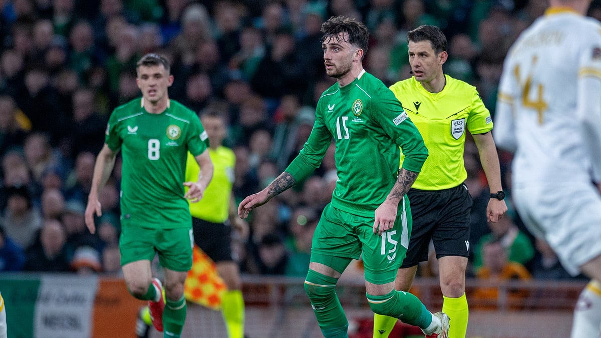 Troy Parrott in action against Bulgaria.