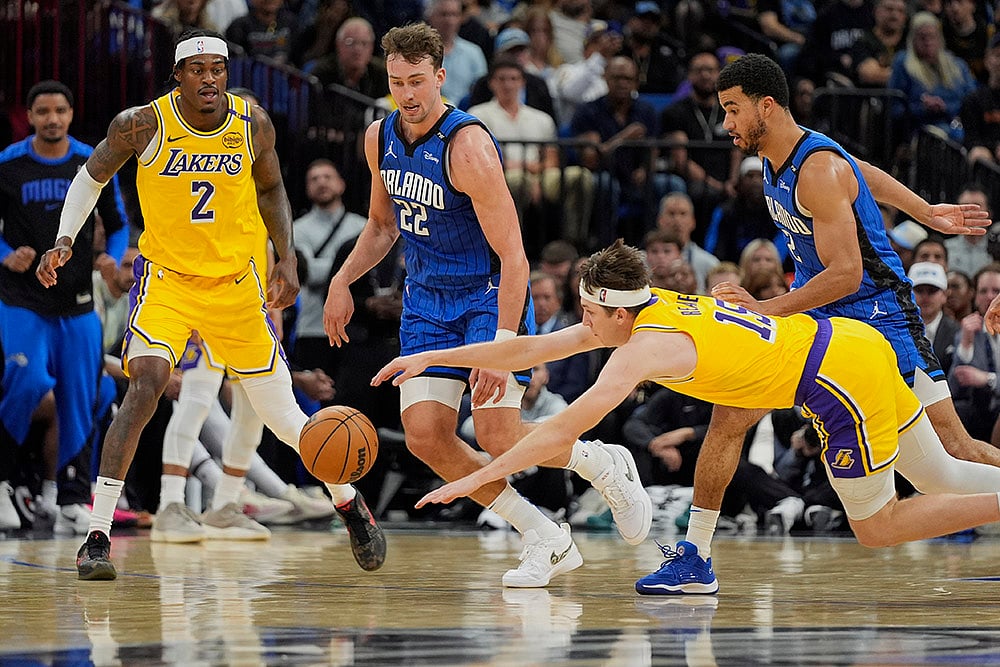 NBA basketball 2024-25 Orlando Magic vs Los Angeles Lakers photo gallery: Austin Reaves